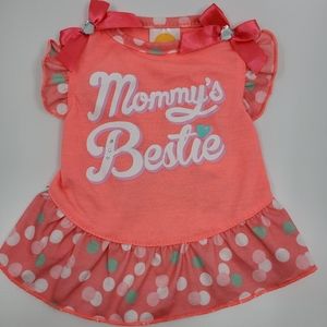 Mommy's Bestie Coral Dot Dog Dress - X-small